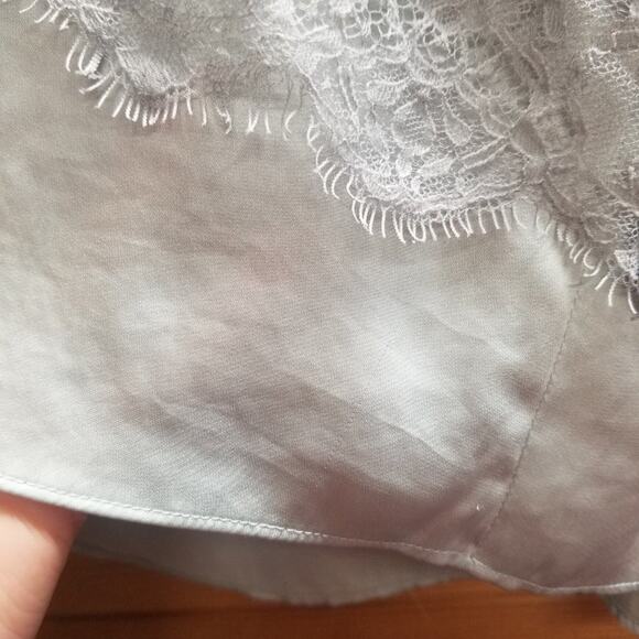 3/$25 Logo by Lori Goldstein Lace Satin Trim High Low Tunic Top MP Seafoam Green - Picture 11 of 11